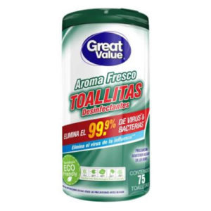 Toallitas desinfectantes Aroma Fresco - Great Value - 75 unid
